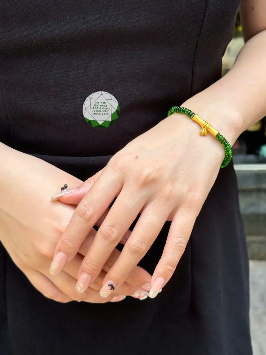 🌿 VÒNG DIOPSIDE CHARM TRÚC VÀNG - TÀI LỘC HANH