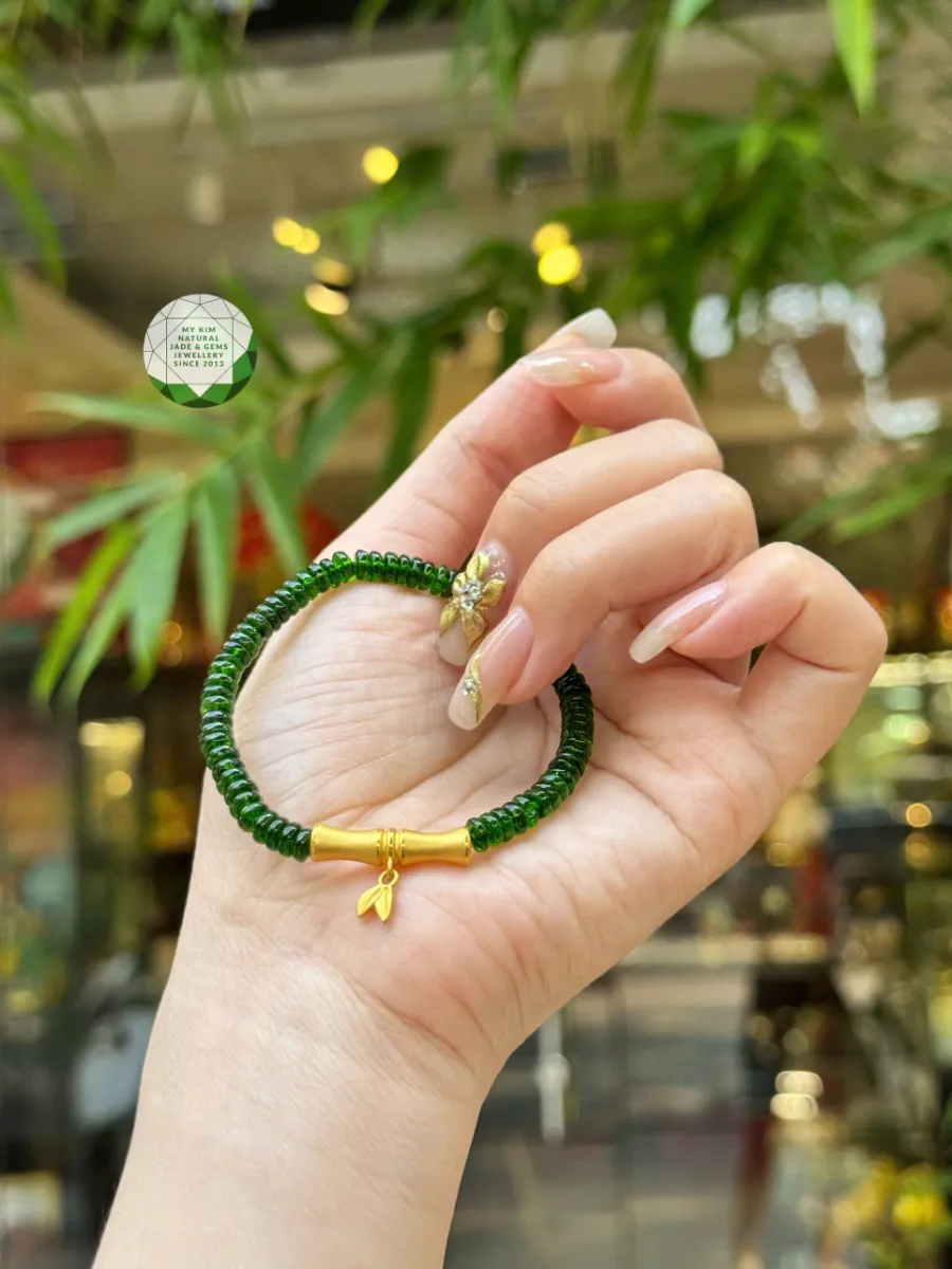 🌿 VÒNG DIOPSIDE CHARM TRÚC VÀNG - TÀI LỘC HANH 