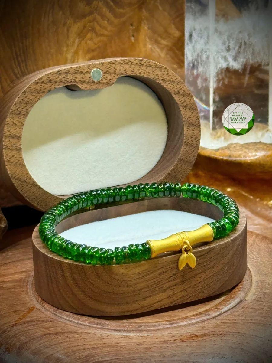🌿 VÒNG DIOPSIDE CHARM TRÚC VÀNG - TÀI LỘC HANH 