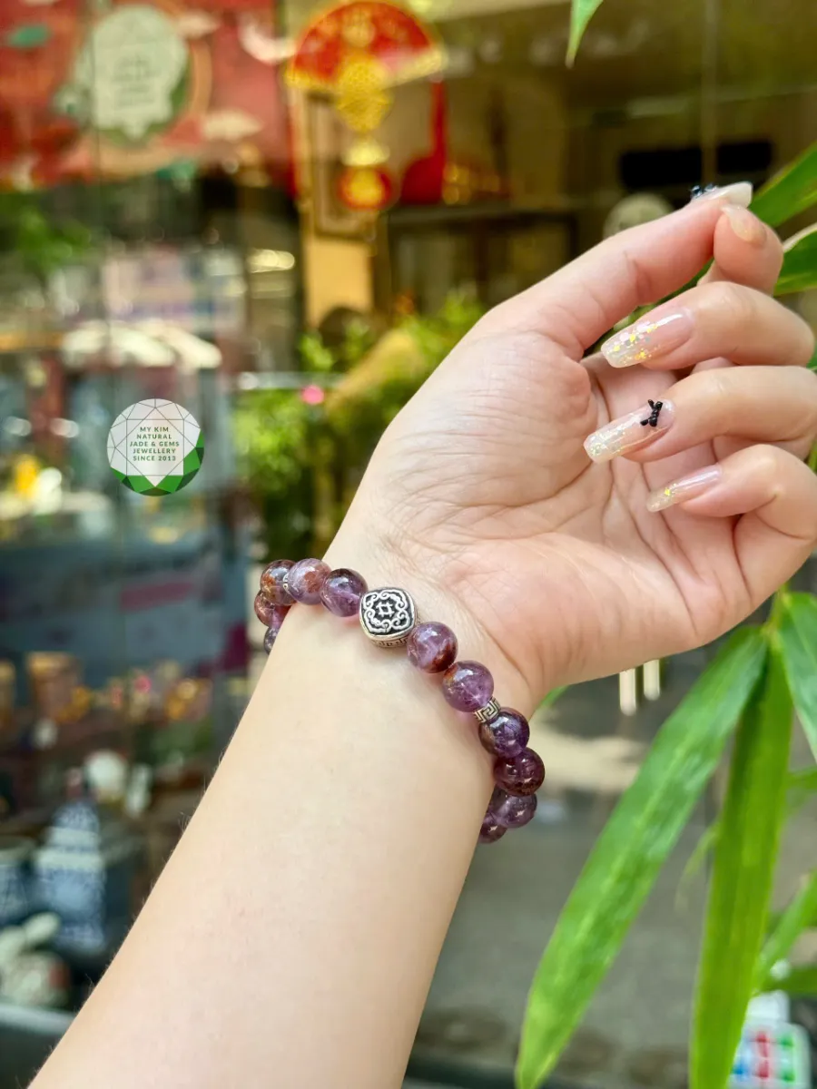 💜 VÒNG THẠCH ANH TÍM MELODY MIX CHARM BẠC THÁI 925