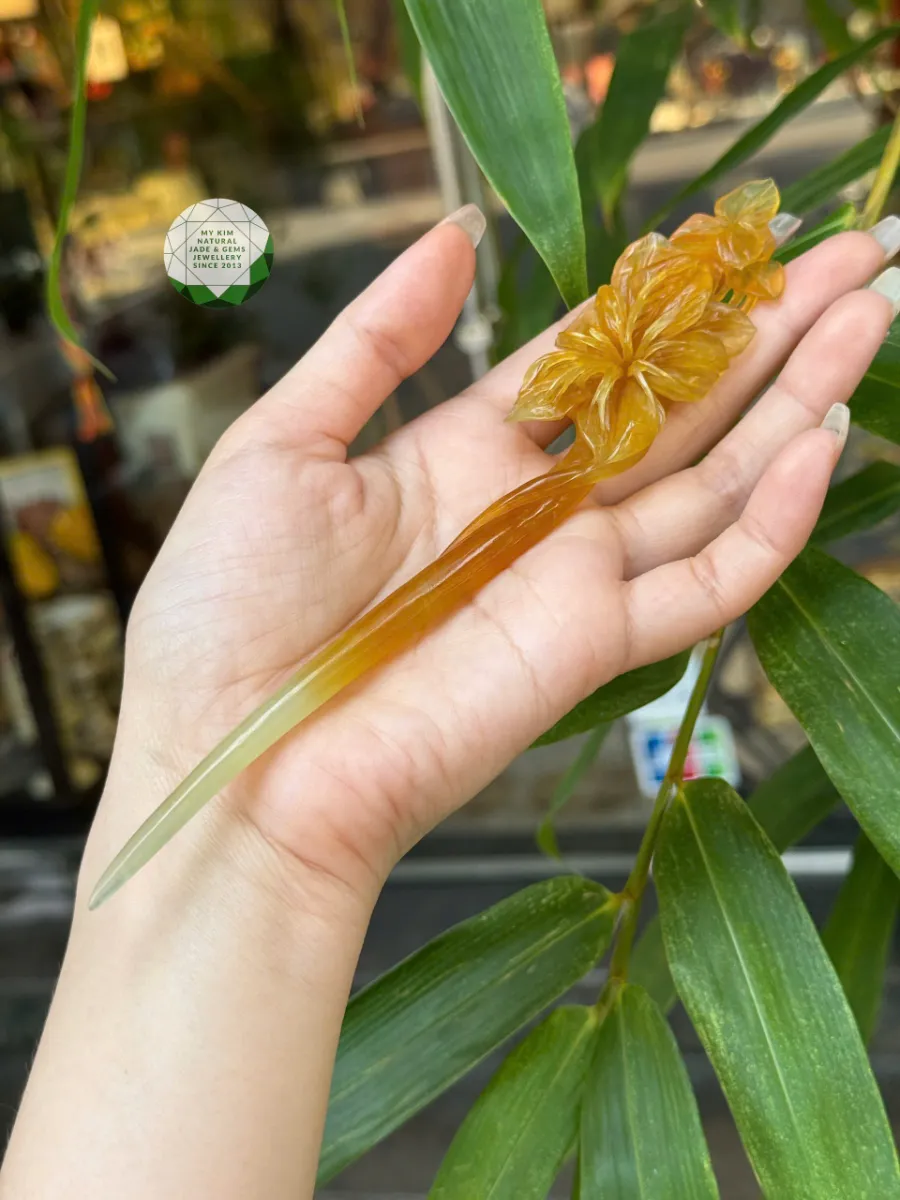 Trâm Cài Tóc Hoa Lan Ngọc Serpentine VIP