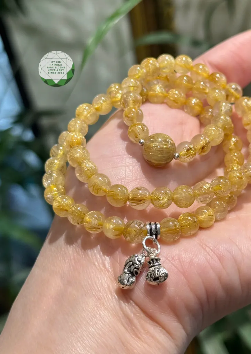 Vòng Thạch Anh Tóc Vàng Mix Bạc – Trang Sức Thanh Lịch, Ý Nghĩa Phong Thủy tại Mỹ Kim Jade & Gems