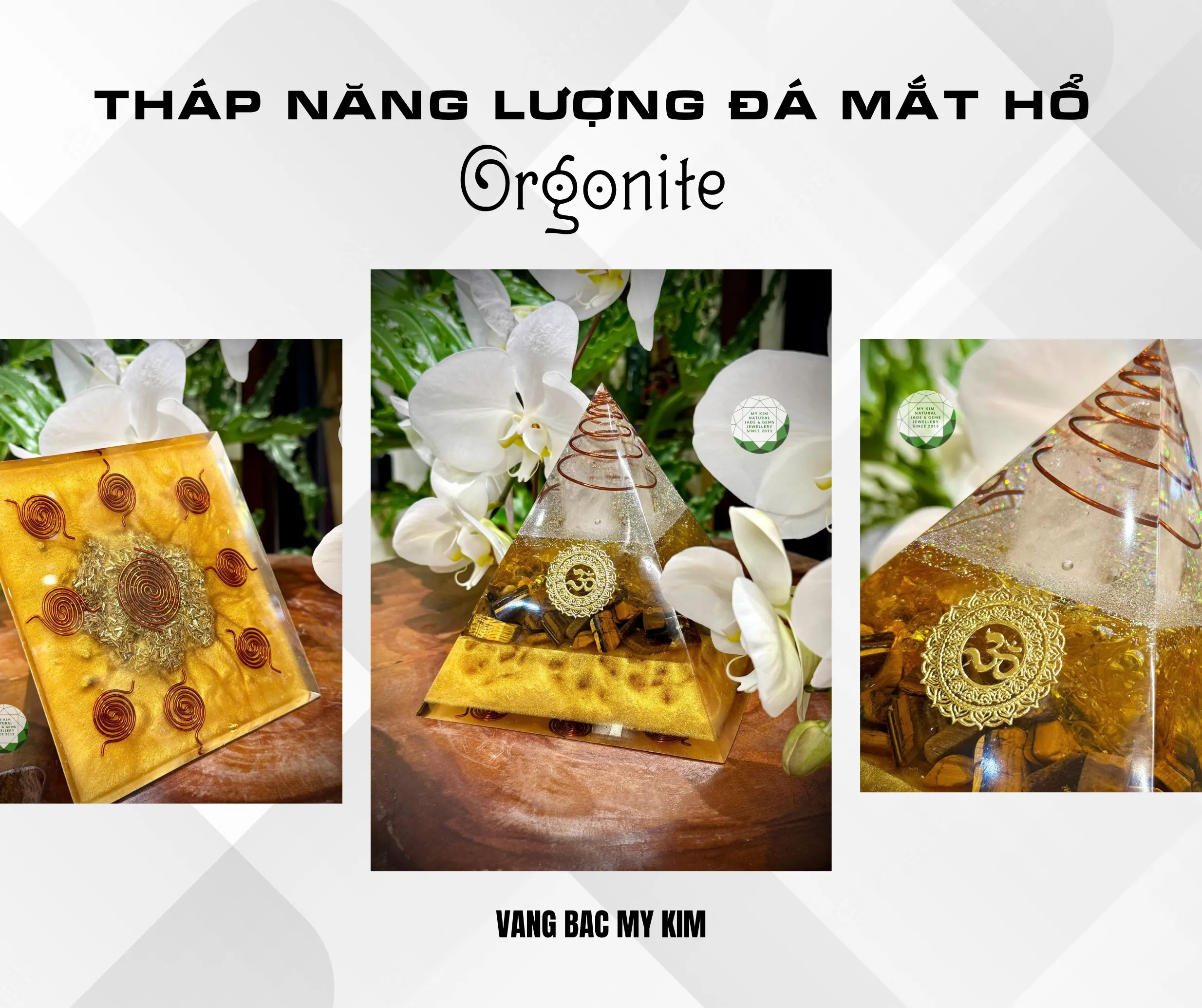 Tháp Năng Lượng Orgonite Đá Mắt Hổ 
