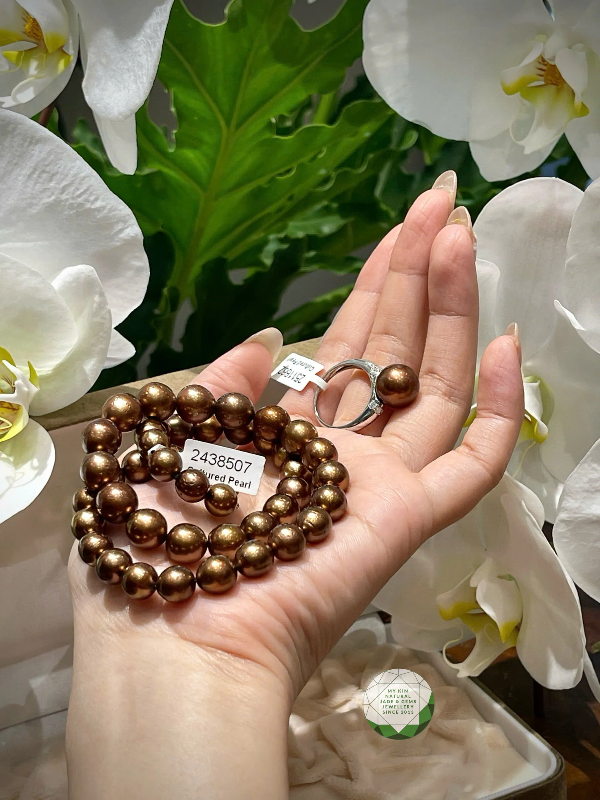 💫 Set Ngọc Trai Mặn Tahiti- Màu Nâu Socola – Sắc Trầm Sang Trọng Theo Thời Gian