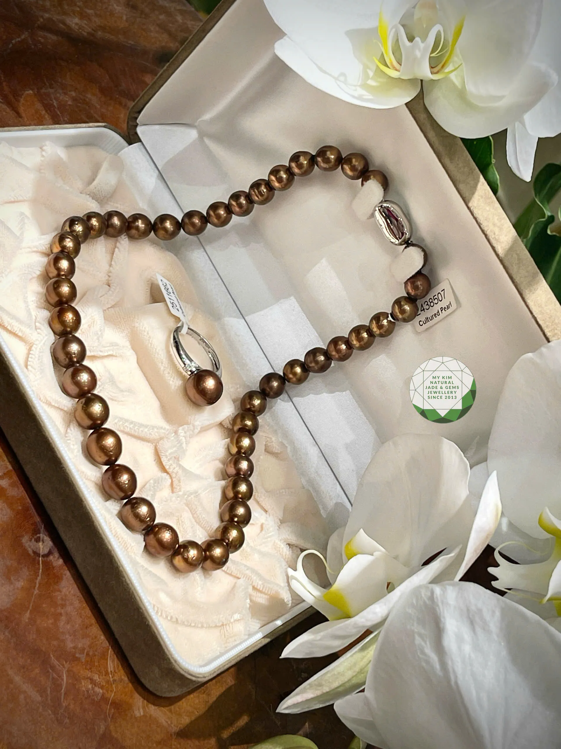 💫 Set Ngọc Trai Mặn Tahiti- Màu Nâu Socola – Sắc Trầm Sang Trọng Theo Thời Gian