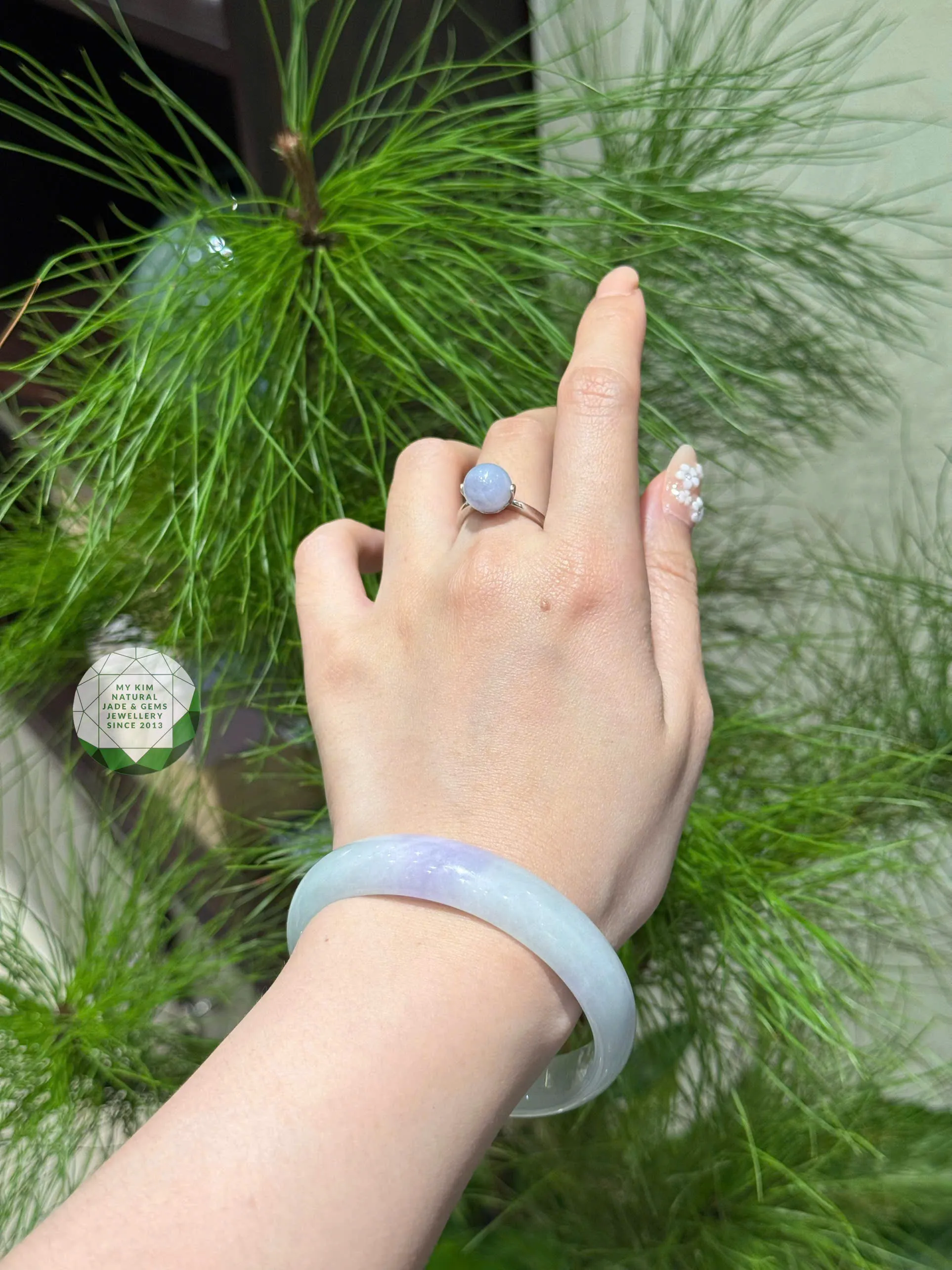 💜 Set Vòng Tay & Nhẫn Ngọc Phỉ Thúy Tím Khoai Môn – Sắc Ngọc Thanh Nhã, Duyên Lành Bình An