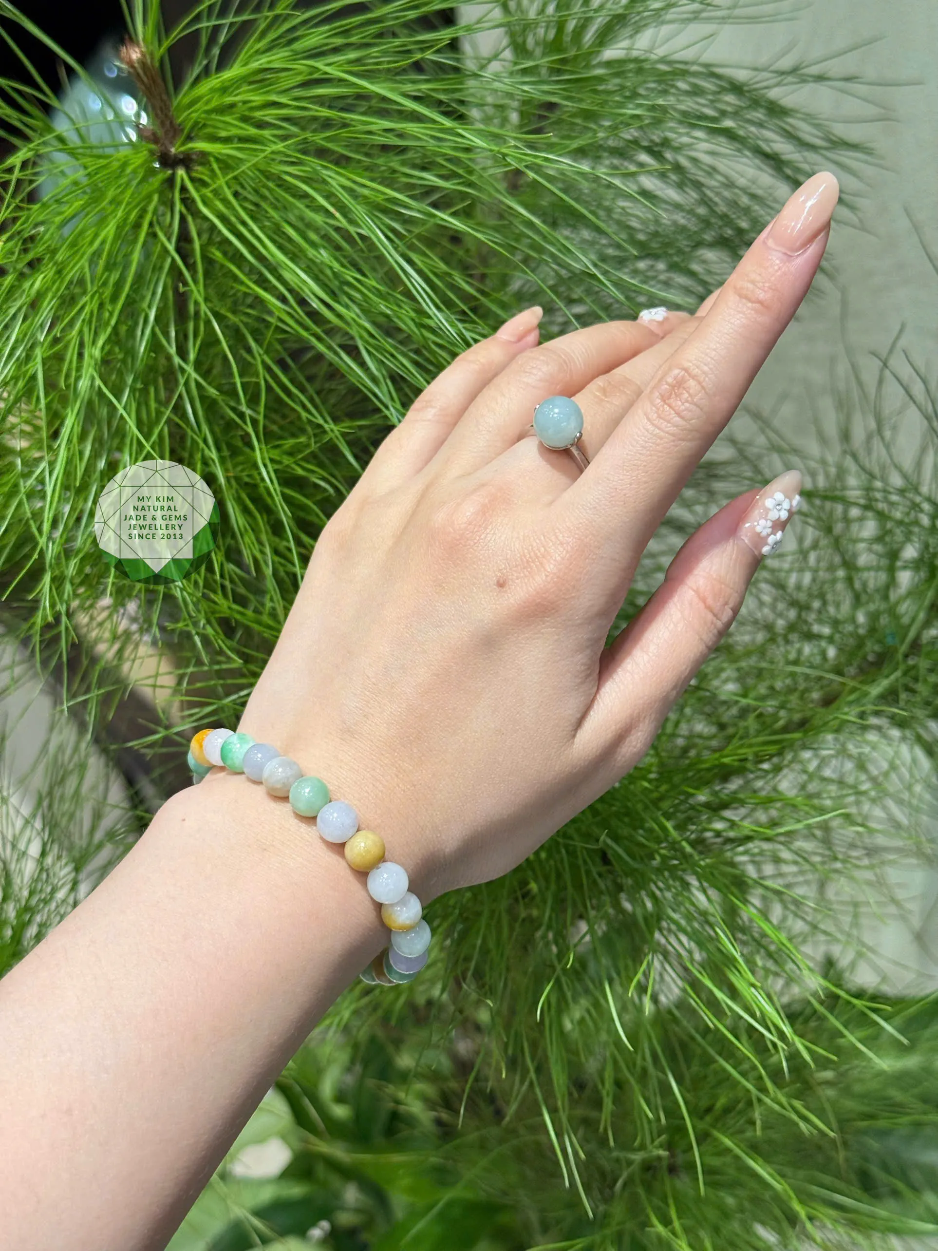 Set Vòng Tay và Nhẫn Ngọc Phỉ Thúy Đa Bảo Tự Nhiên – Sắc Ngọc Giao Hòa