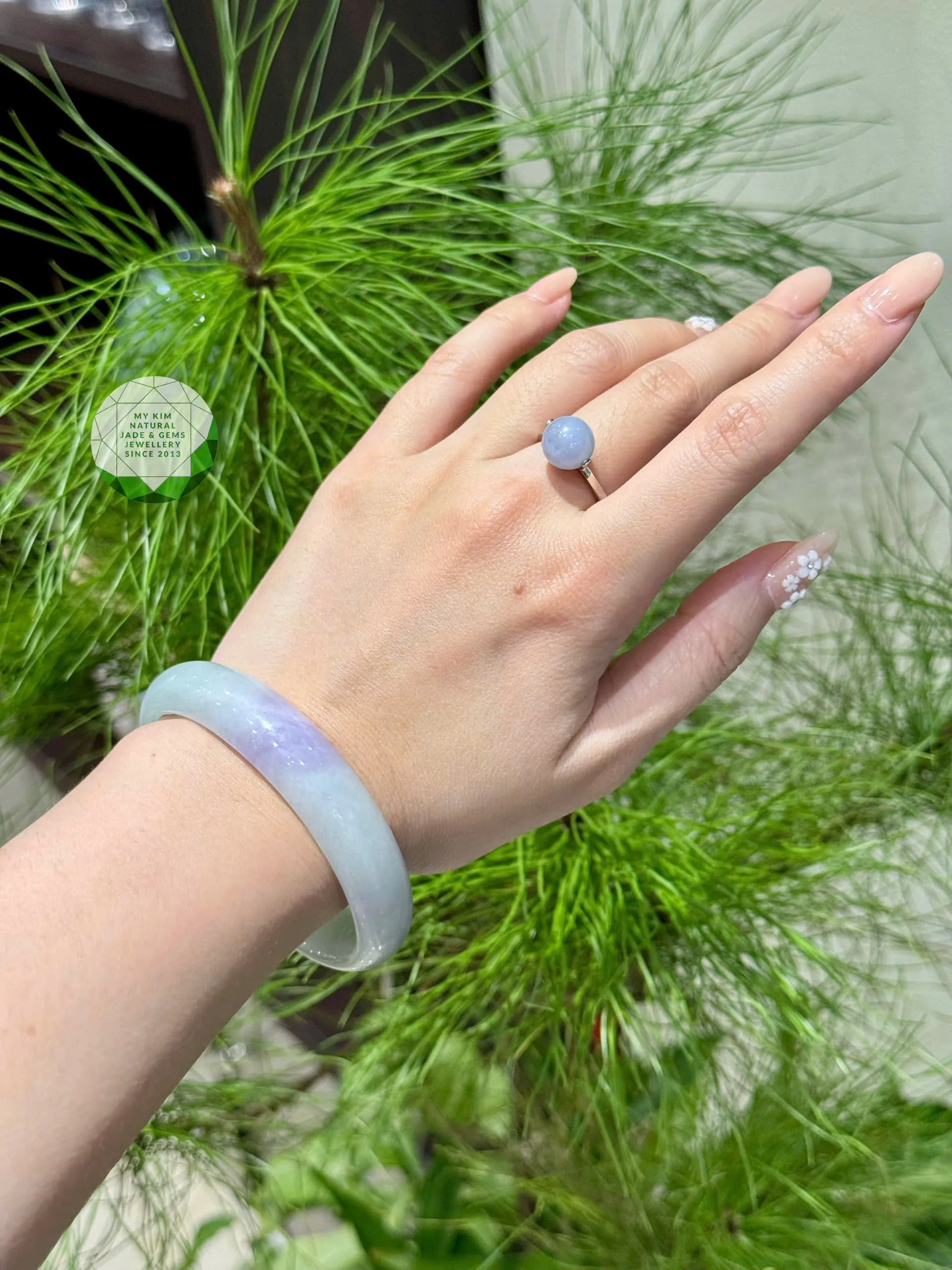 💜 Set Vòng Tay & Nhẫn Ngọc Phỉ Thúy Tím Khoai Môn – Sắc Ngọc Thanh Nhã, Duyên Lành Bình An