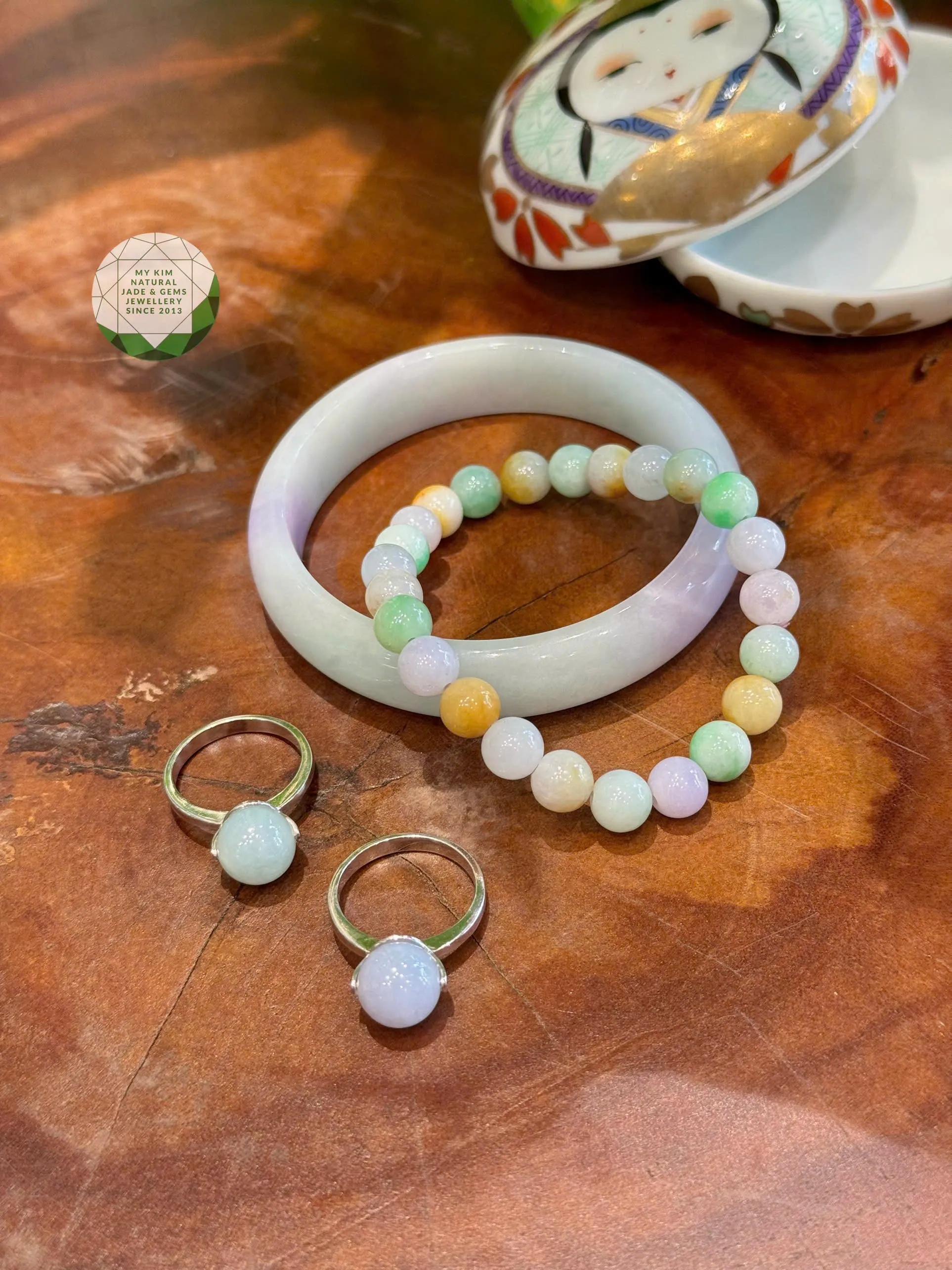 💜 Set Vòng Tay & Nhẫn Ngọc Phỉ Thúy Tím Khoai Môn – Sắc Ngọc Thanh Nhã, Duyên Lành Bình An