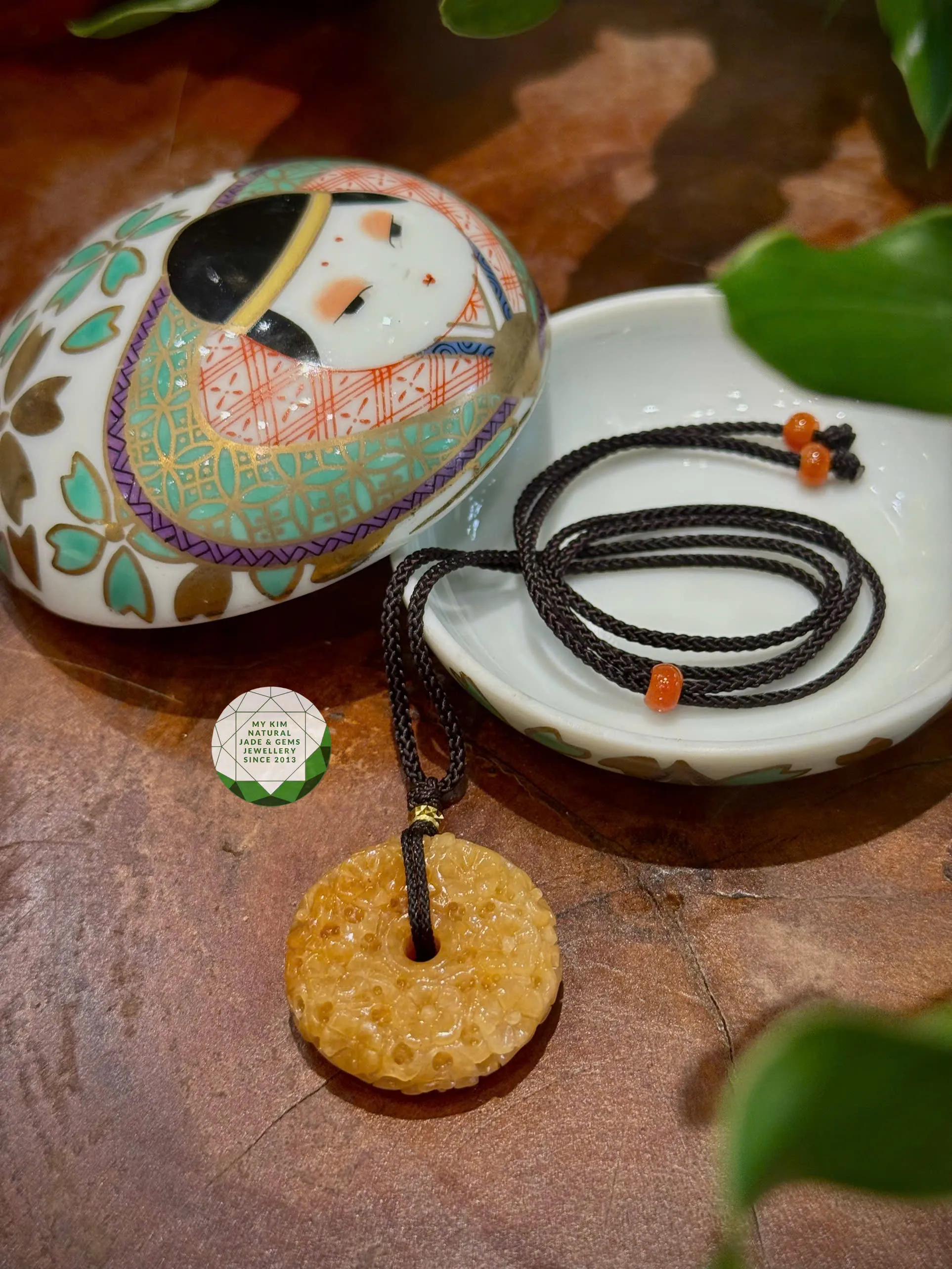 Mặt Dây Đồng Điếu Ngọc Phỉ Thúy Hoa Mai – Tài Lộc Viên