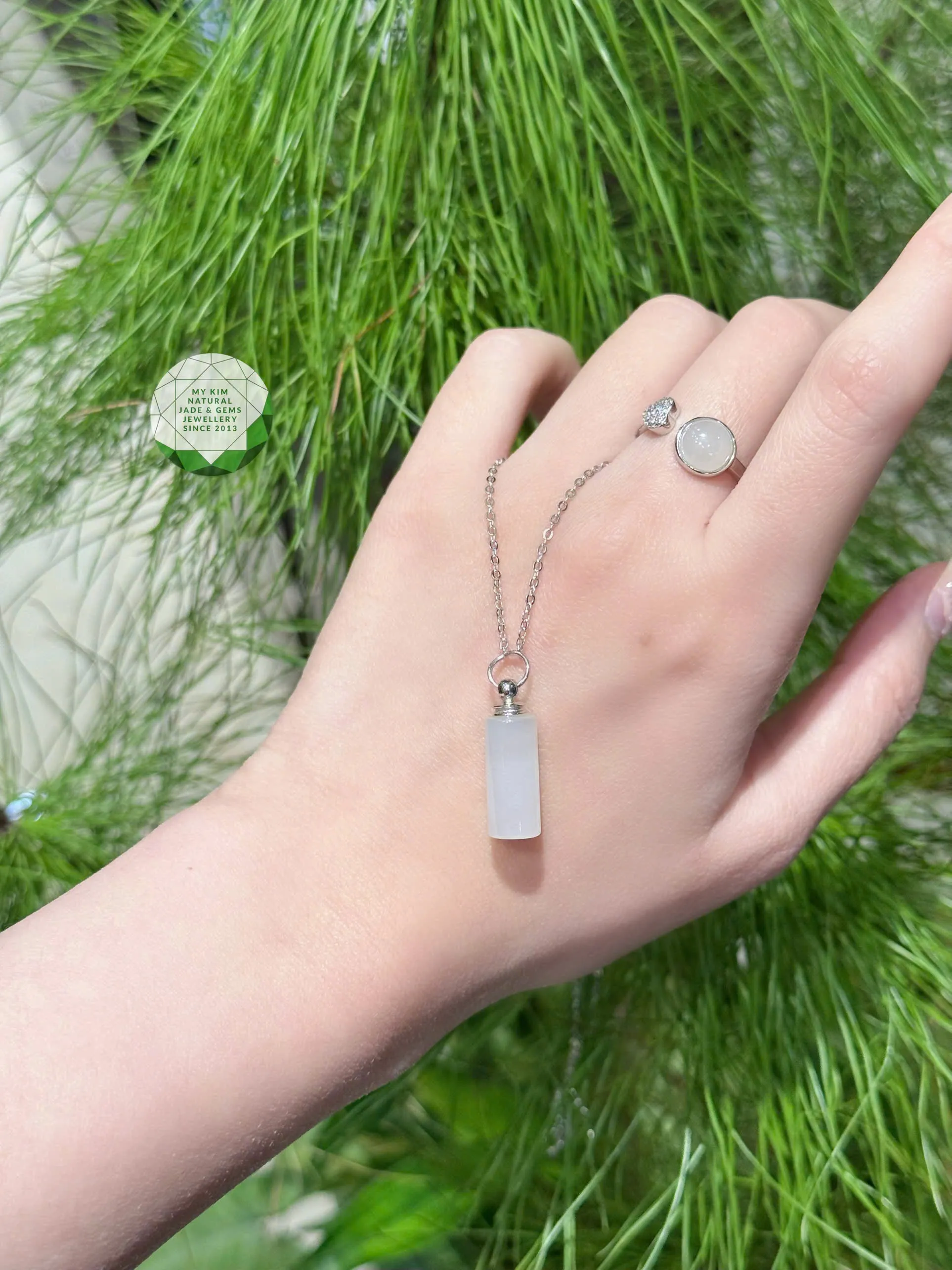 Set Ngọc Bích Nephrite Trắng - Bạc si vàng trắng cao cấp