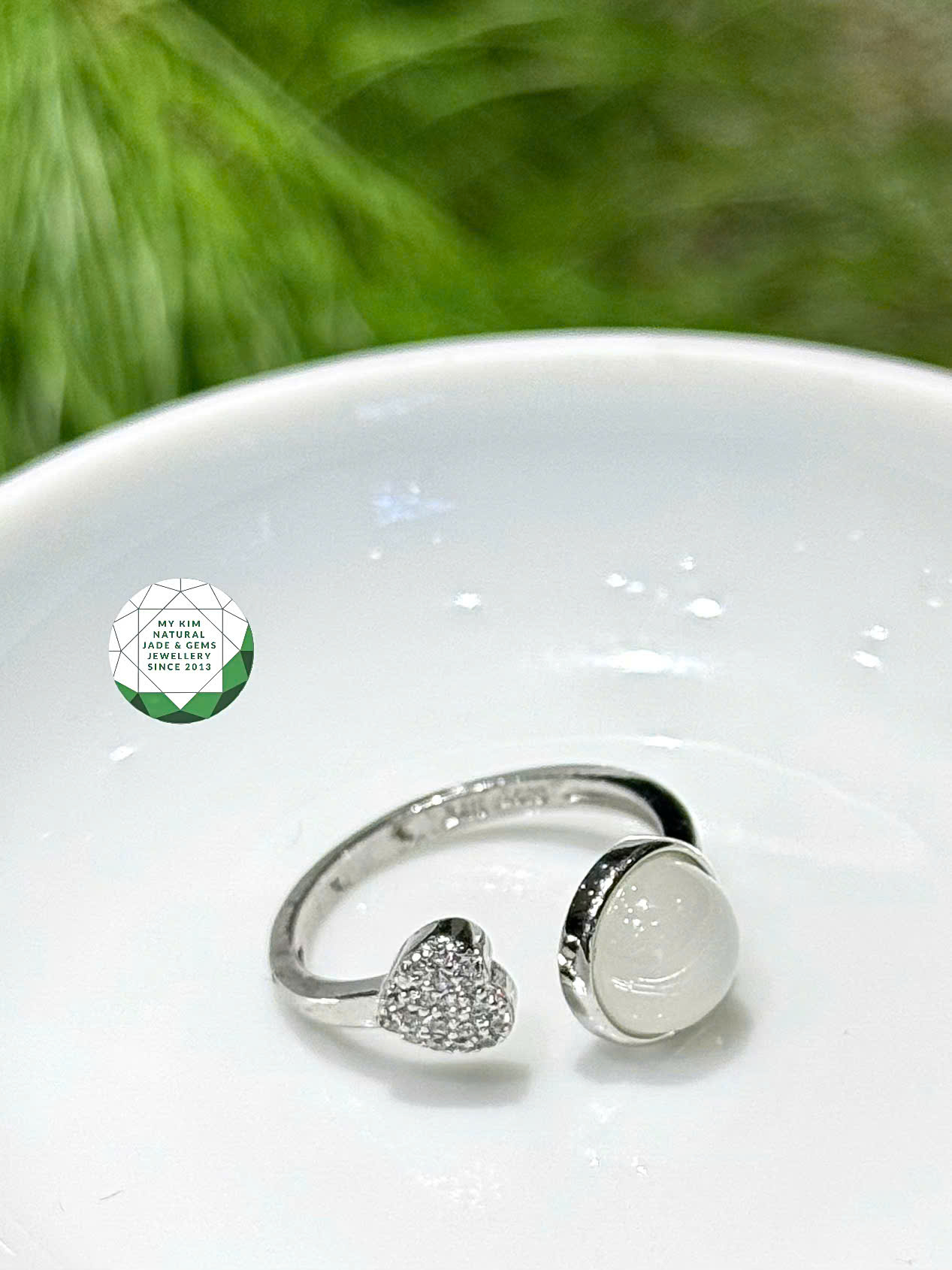 Set Ngọc Bích Nephrite Trắng - Bạc si vàng trắng cao cấp