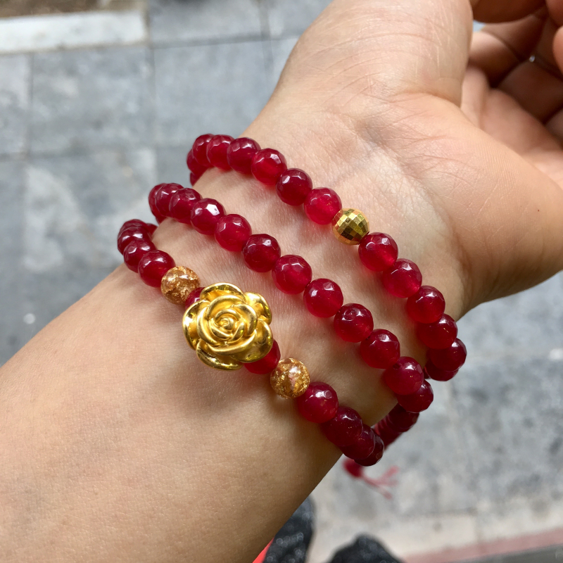 Mã não đỏ hồng ruby mix vàng 24k