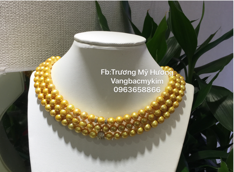 Chuỗi cổ  Ngọc  trai vàng thiên nhiên