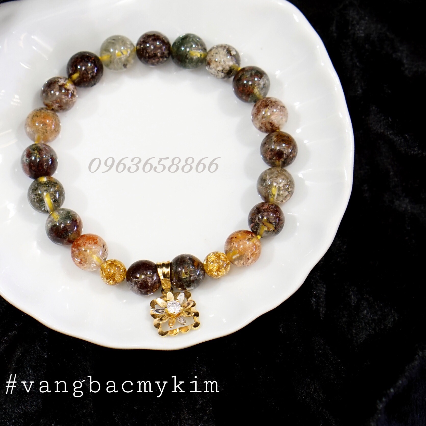 Vòng Thạch anh ưu linh mix Vàng 18k Italy