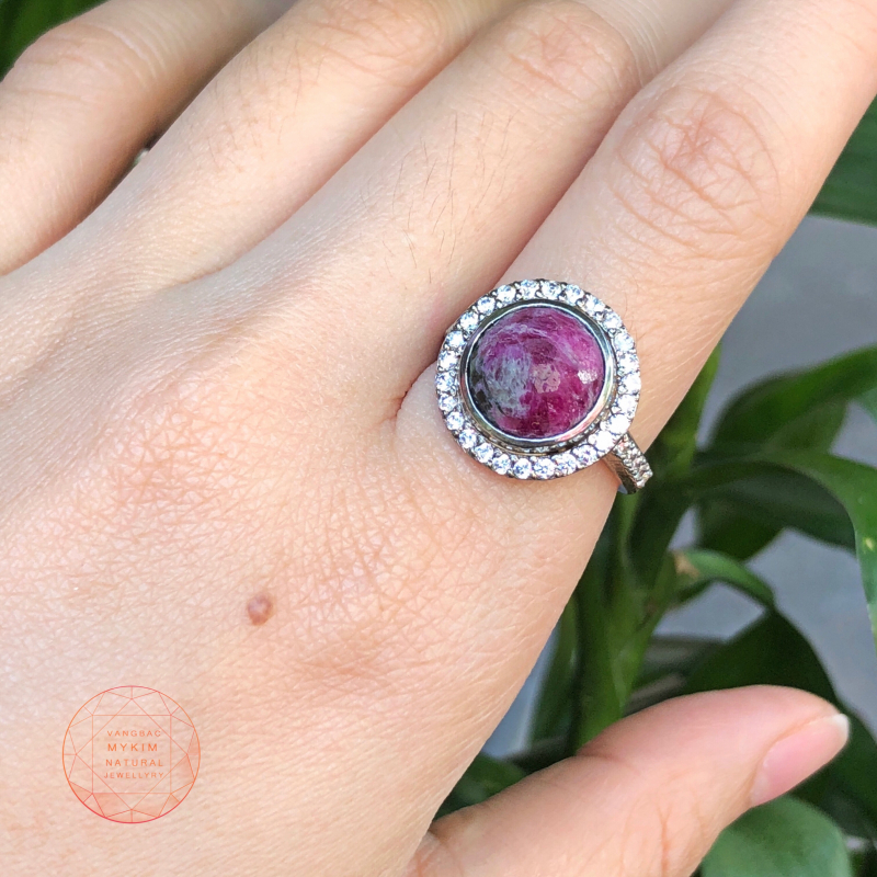 Nhẫn Ruby Nam phi đính đá Bạc si vàng trắng 18k