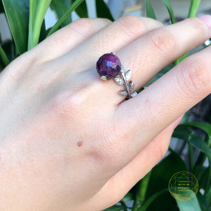 Nhẫn Ruby Nam Phi Bạc si vàng trắng 18k