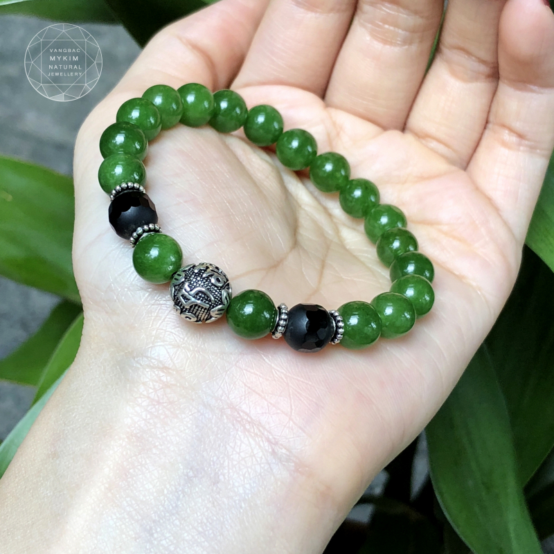 Vòng Mã Não xanh mix Phụ kiện Bạc 925