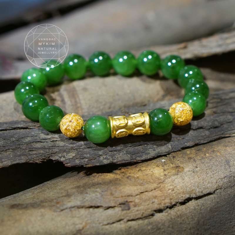 Vòng Ngọc Bích kim tiền ống 24k