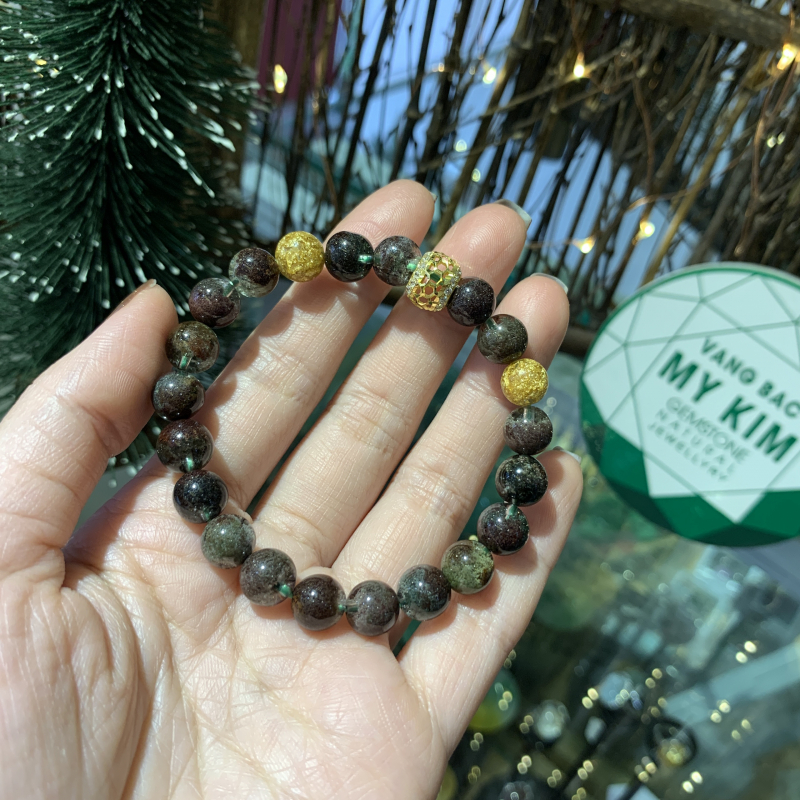 Vòng thạch anh ưu linh rêu xanh nâu