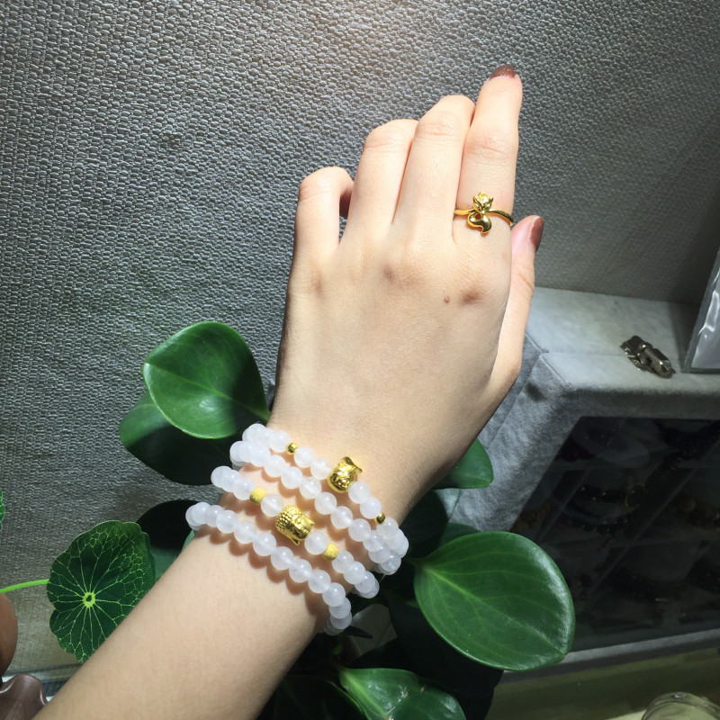 Thạch anh trắng mix charm vàng 24k