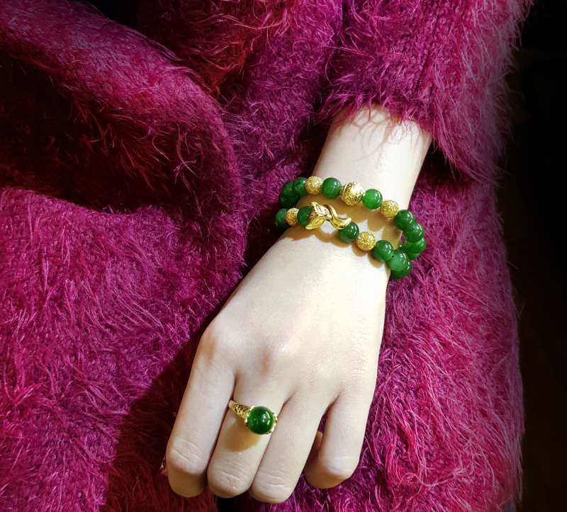 💎 Vòng Ngọc Bích Mix Charm Vàng Theo Yêu Cầu • Trang Sức Phong Thủy Tài Lộc & Bình An