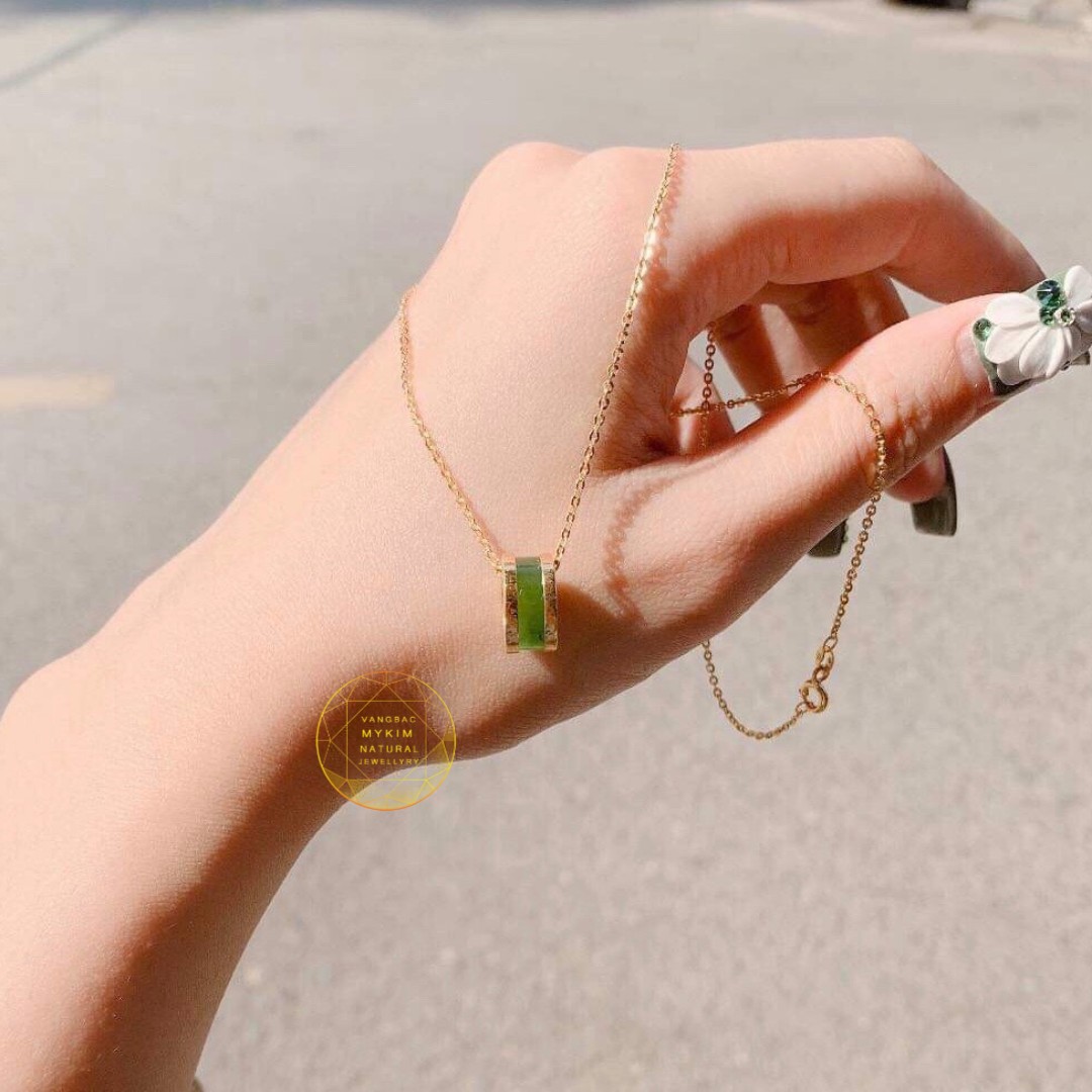 mặt dây  ngọc bích vip bọc vàng tây