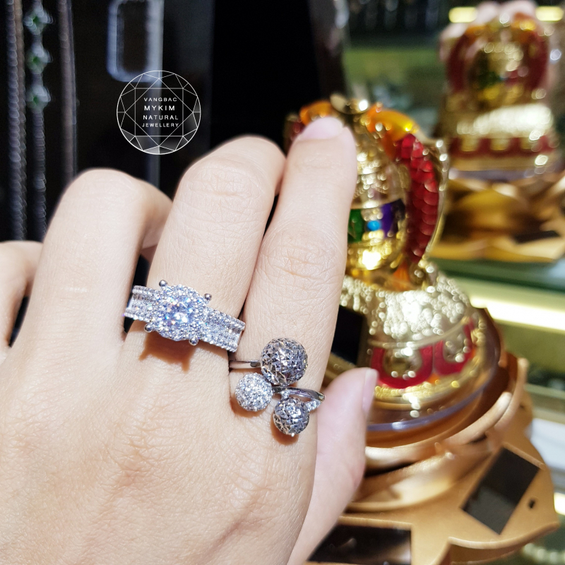 NHẪN BẠC CAO CẤP SI VÀNG TRẮNG 18k