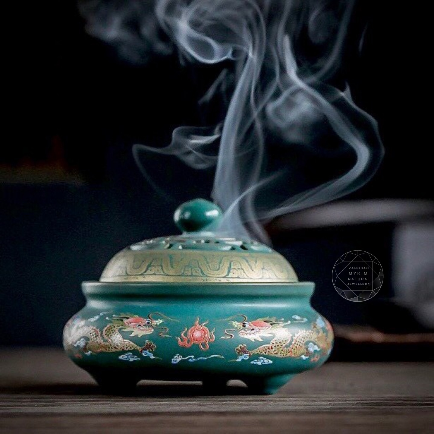 LƯ TRẦM HƯƠNG GỐM  XANH RỒNG