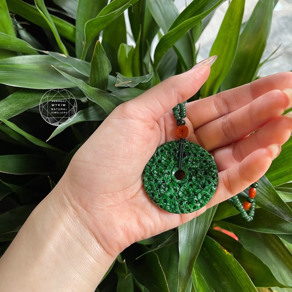 Mặt Ngọc Phỉ Thúy - VIP - xanh két điêu khắc