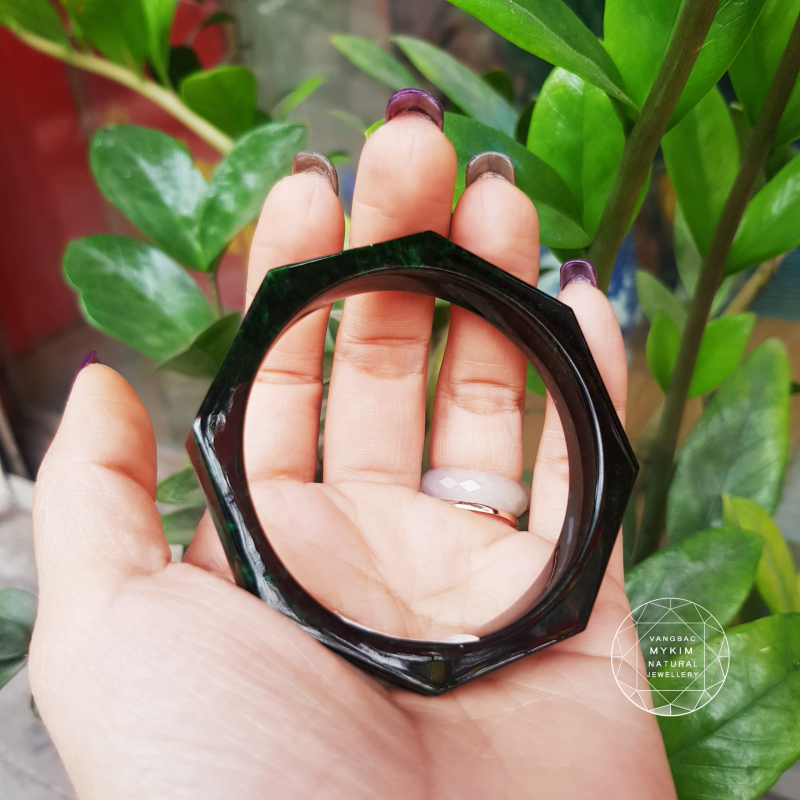 Vòng Ngọc Phỉ Thúy bản liền A+ xanh đậm