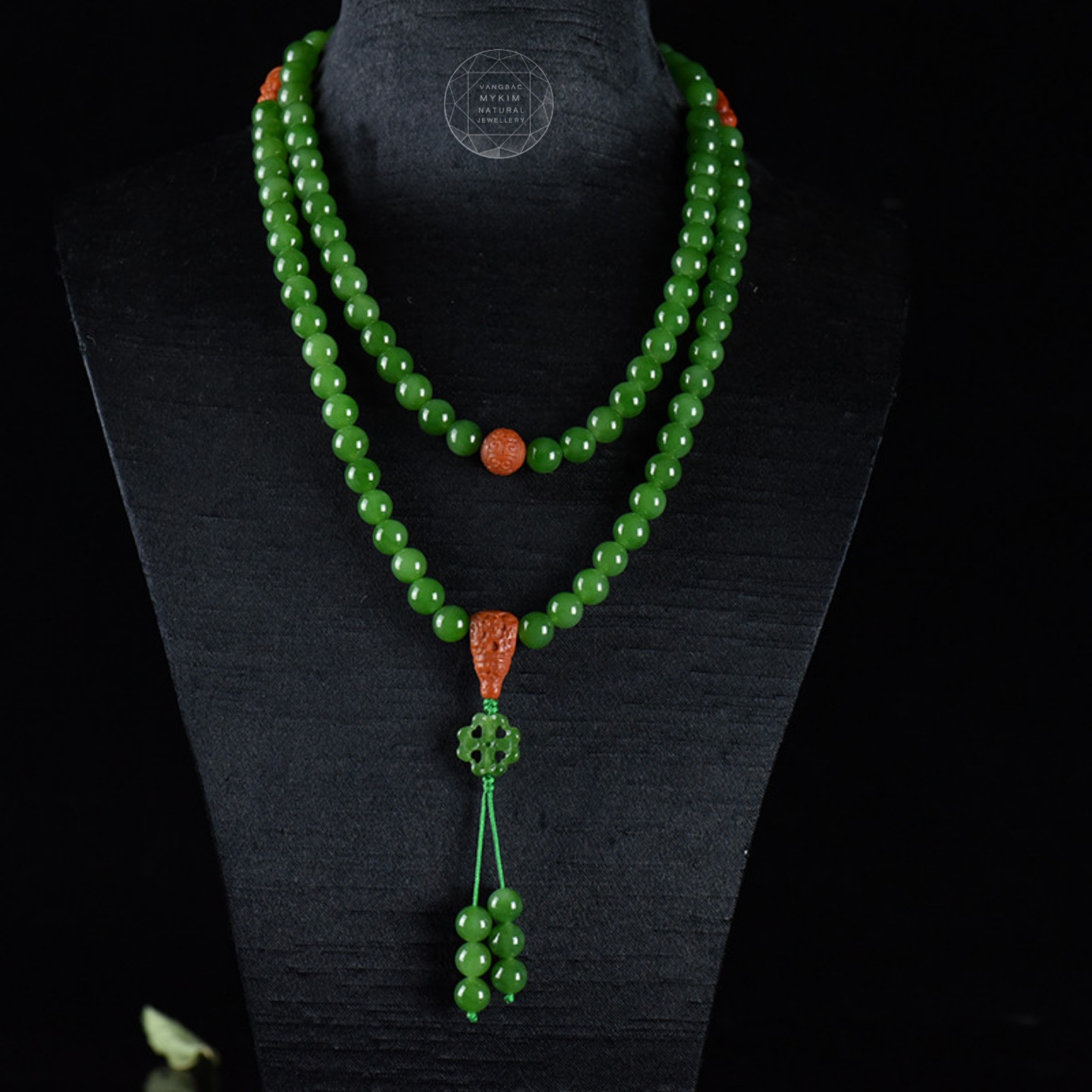 💎 Vòng Cổ Ngọc Bích Canada Kết Mã Não Nam Hồng - VIP • Trang Sức Phong Thủy Cao Cấp