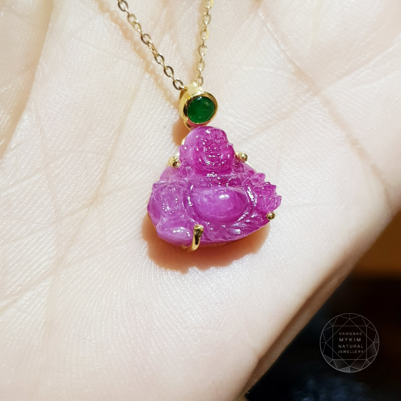 MẶT PHẬT ADIDA - RUBY + NGỌC PHỈ THÚY - BỌC VÀNG 10K - 14K - 18K
