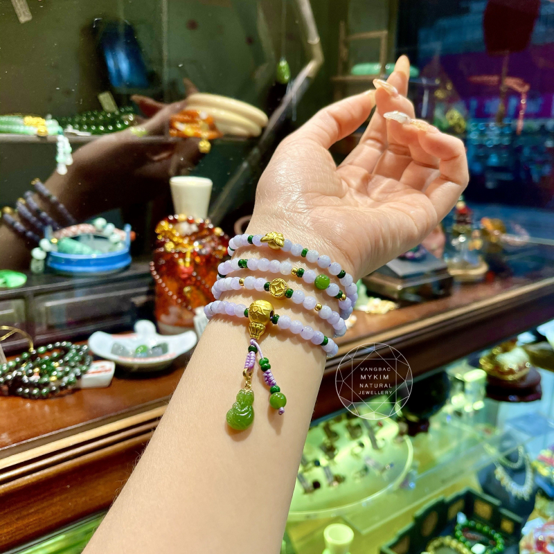 Vòng Ngọc Phỉ Thúy Tử La Lan kết Ngọc Bích - Vàng 24k