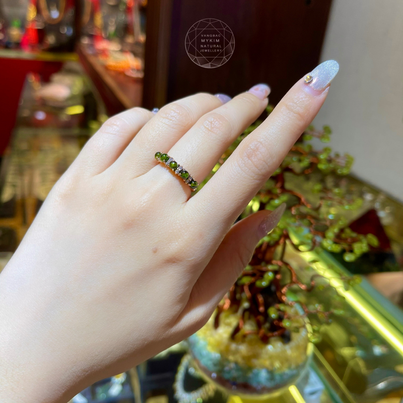 💚 Nhẫn Diopside – Vàng Hồng 10k | 14k | 18k | Tinh Tế & Thịnh Vượng