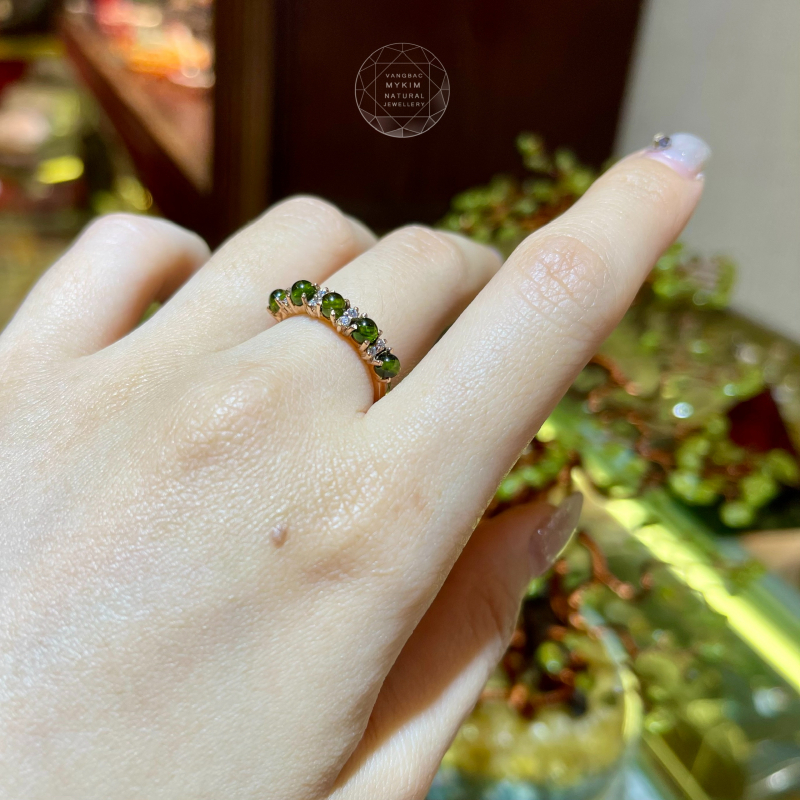 Nhẫn 5v Diopside vàng hồng 10k - 14k - 18k