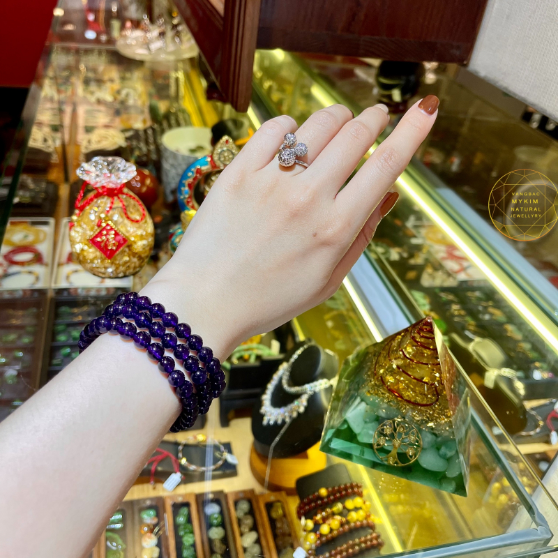 Thạch Anh Tím * Amethyst - Chuỗi 3v quấn Vip