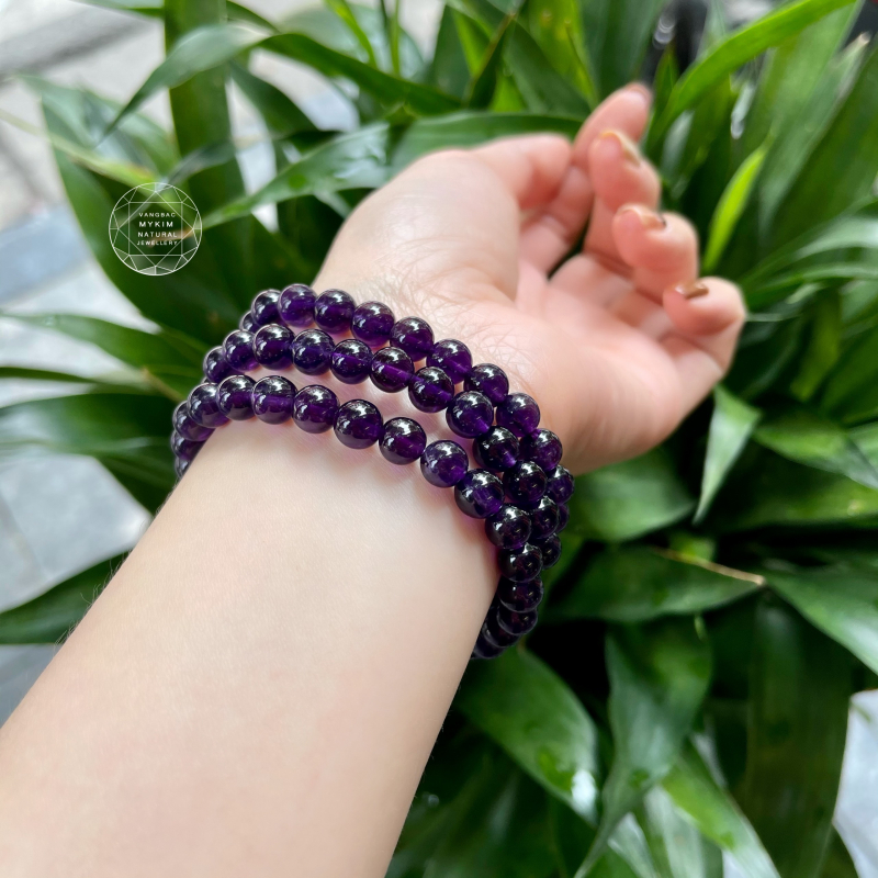 Thạch Anh Tím * Amethyst - Chuỗi 3v quấn Vip