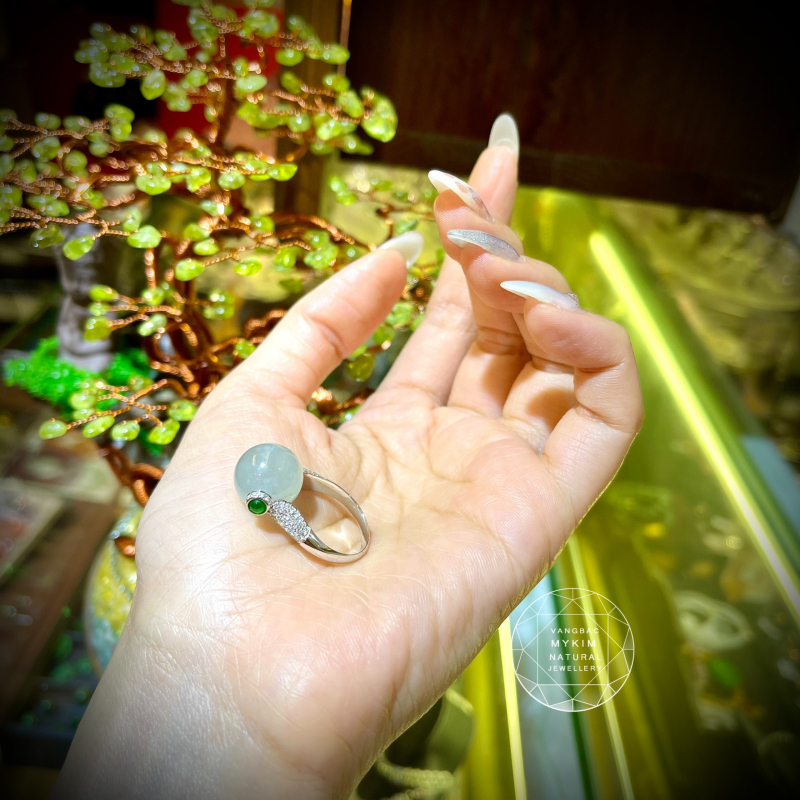 💎 NHẪN NGỌC PHỈ THÚY – ĐÍNH KIM CƯƠNG TỰ NHIÊN | BỌC VÀNG TRẮNG 14K – 18K