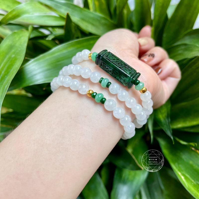 Set Vòng Ngọc Phỉ Thúy Băng Ngọc - Lu Xanh két - Mix vàng 24k - VIP