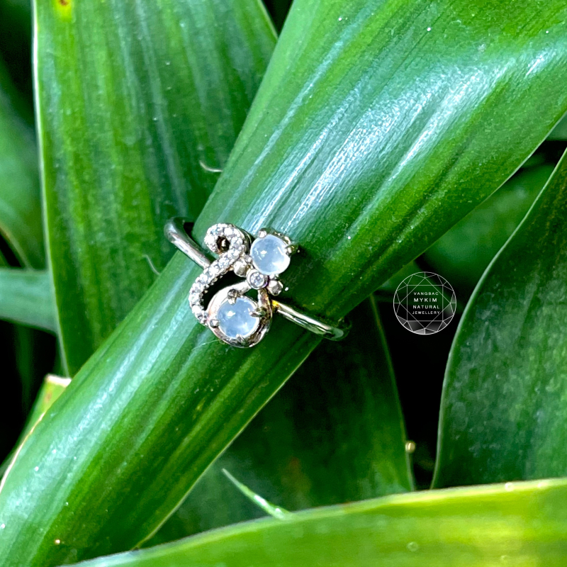 🐱 NHẪN BĂNG NGỌC PHỈ THÚY MYANMAR – MÈO MAY MẮN | BỌC BẠC SI VÀNG TRẮNG 18K