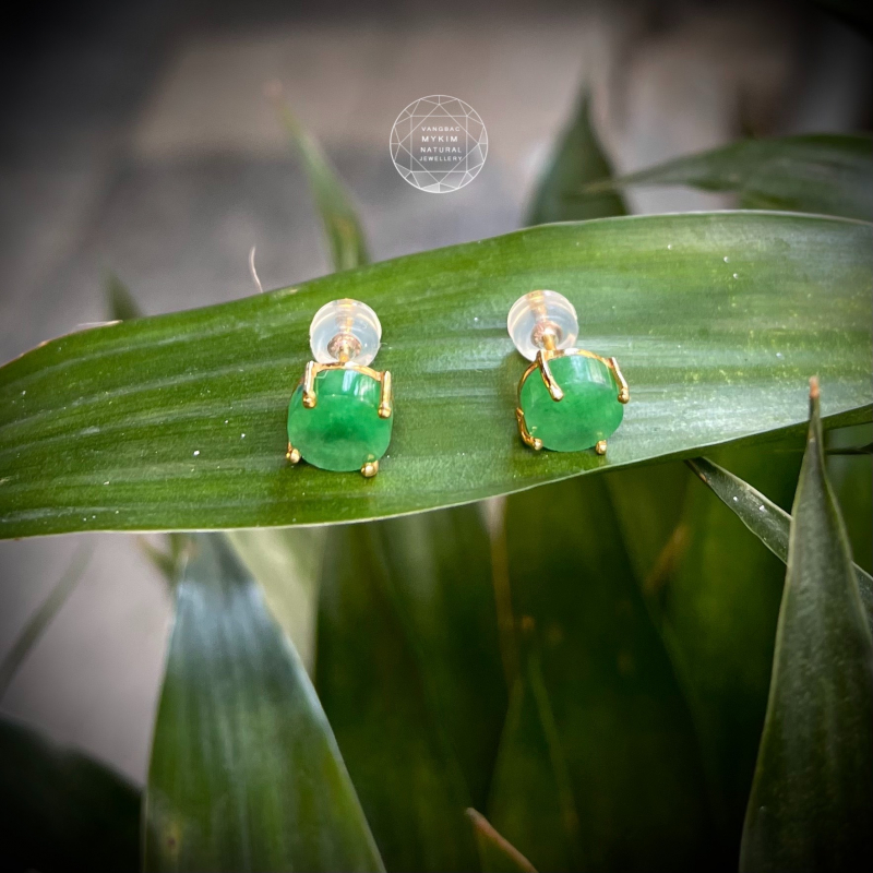 Bông Tai Ngọc Phỉ Thúy - Vàng 18k