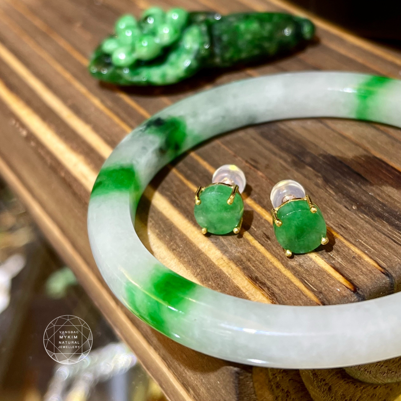 Bông Tai Ngọc Phỉ Thúy - Vàng 18k