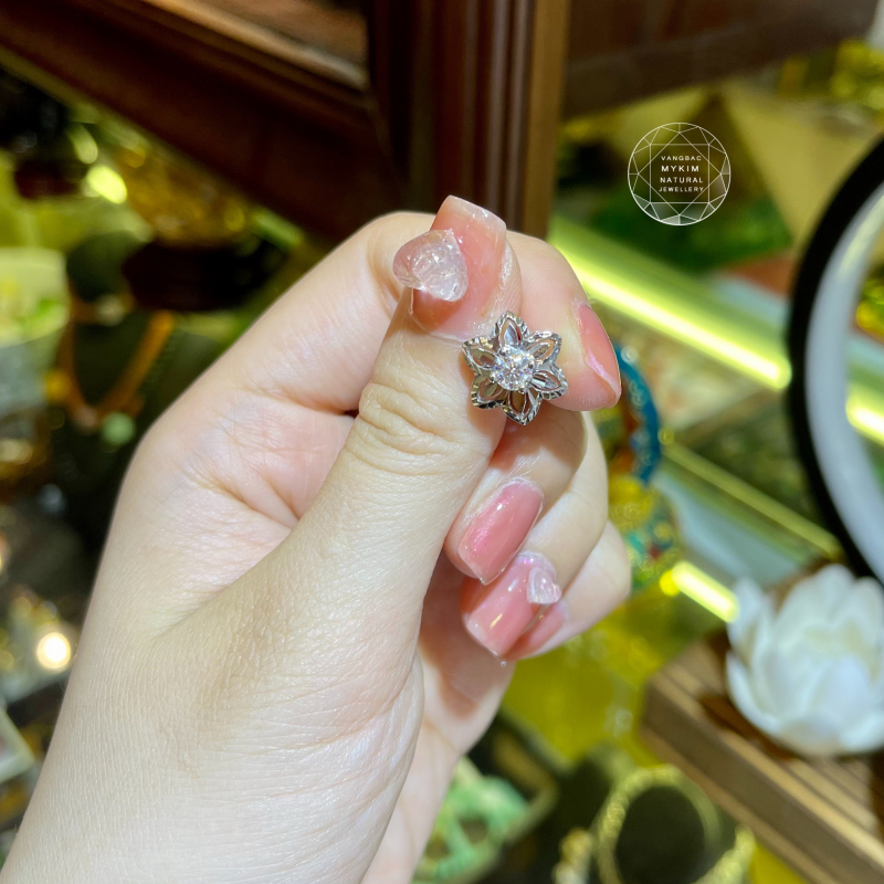 Bông Tai Đính Kim Moissanite - Vàng 10k - 14k - 18k