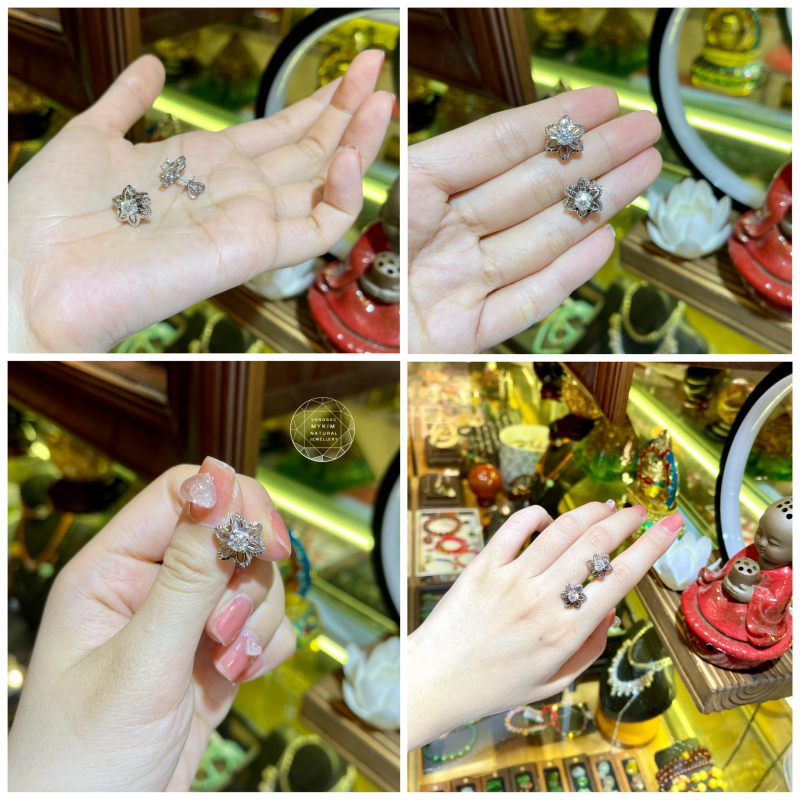 Bông Tai Đính Kim Moissanite - Vàng 10k - 14k - 18k