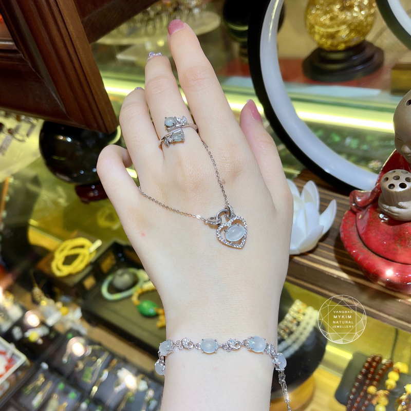 Lắc tay Băng Ngọc Phỉ Thúy - Bạc si vàng 18k