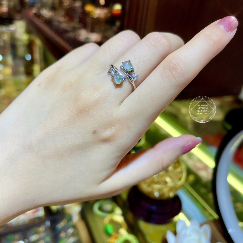 💍 NHẪN BĂNG NGỌC PHỈ THÚY | THÂN ĐỐT TRÚC CÁCH ĐIỆU | BỌC BẠC SI VÀNG TRẮNG 18K