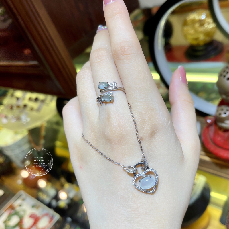 Nhẫn Băng Ngọc Phỉ Thúy - Bạc si vàng trắng 18k