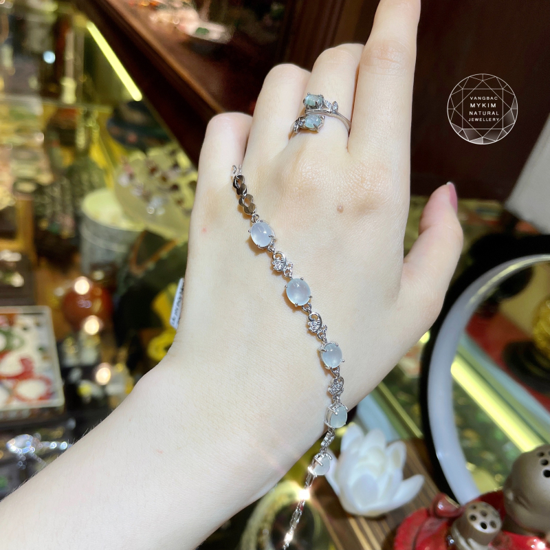 Lắc tay Băng Ngọc Phỉ Thúy - Bạc si vàng 18k