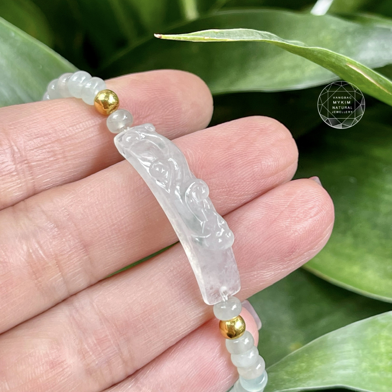 Chuỗi Băng Ngọc Phỉ Thúy Tỳ Hưu mix vàng 24k - VIP